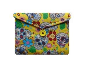 Miss Pretty London Tablet Cases Yellow Mexican Skulls Tablet Bag