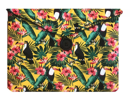 Miss Pretty London Tablet Cases Yellow Tiki Toucan Print Tablet Bag