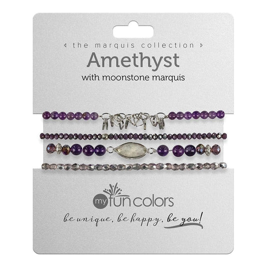 My Fun Colours Bracelets MR1214S-Gemstone Bracelet Set - Amethyst & Moonstone