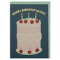 Raspberry Blossom Cards Happy Birthday wishes' Birthday cake card with gold details Greeting Card - WHM58