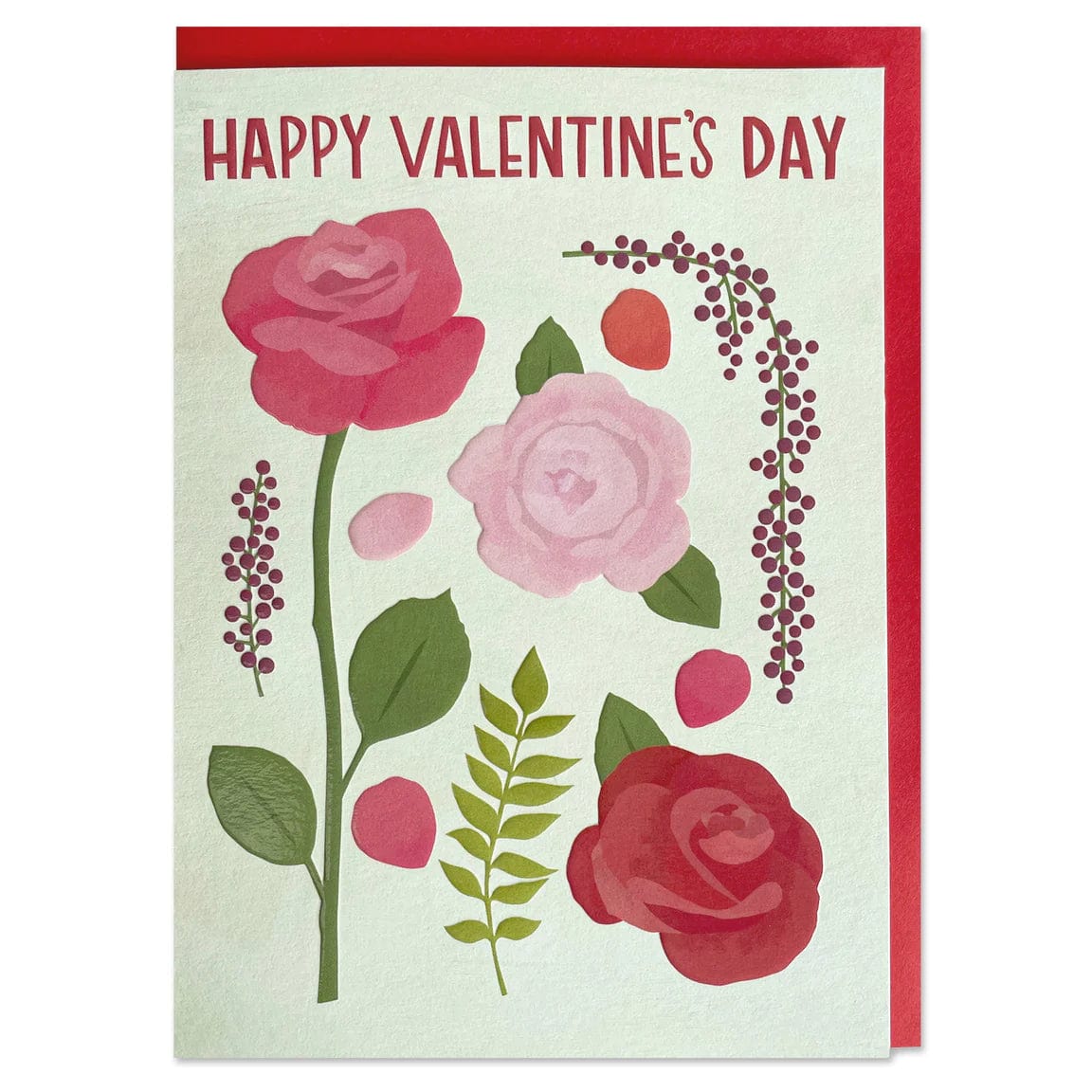 Raspberry Blossom Cards Happy Valentine's Day' flowers Greeting Card - REF44