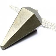 The Hare and The Moon Crystals Pyrite Cone Pendulum - Stone of Power, Luck and Protection - PX40