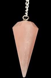 The Hare and The Moon Crystals Rose Quartz Faceted Point Pendulum - Stone of Love and the Heart