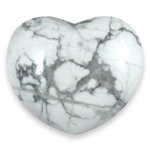 The Hare and The Moon Crystals White Howlite Heart Stone - Stone of Clearing and Calming the Mind - HT83